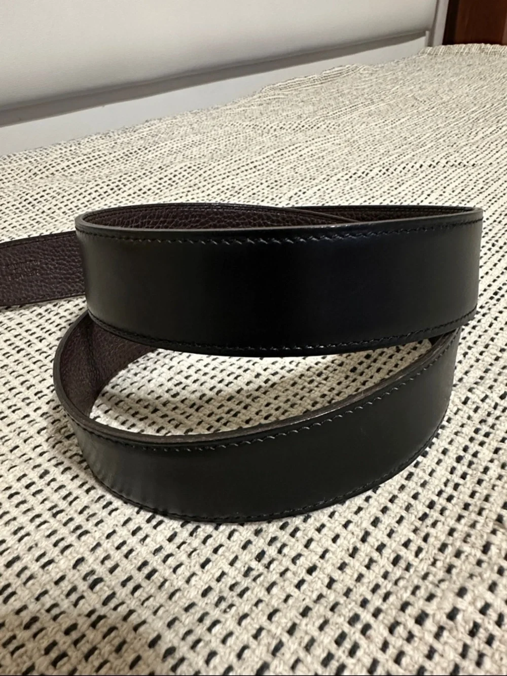 Hermes Brown Leather Belt with Silver H-Style Buckle